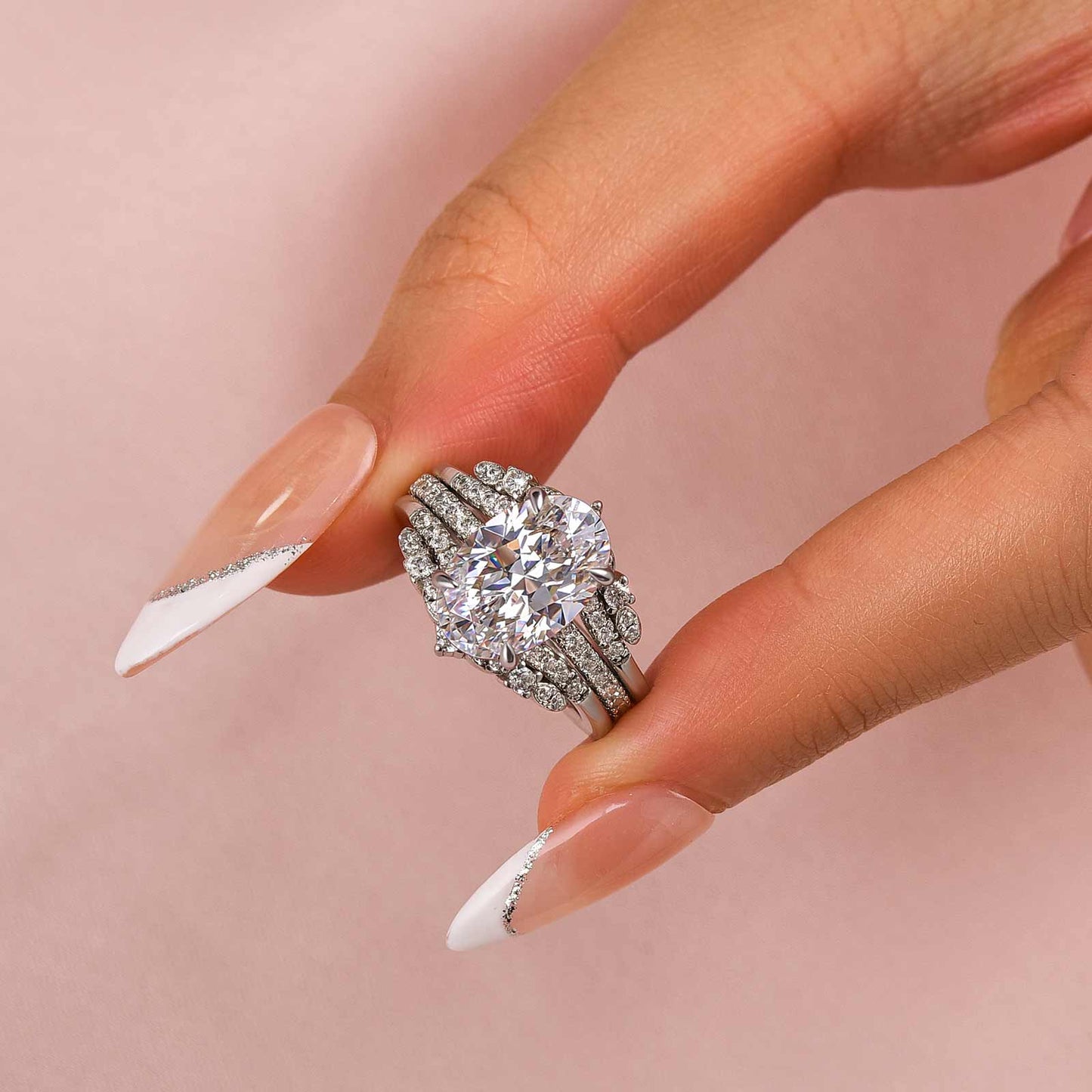 4.0Ct Oval Cut Diamond Interchangeable Wedding Set