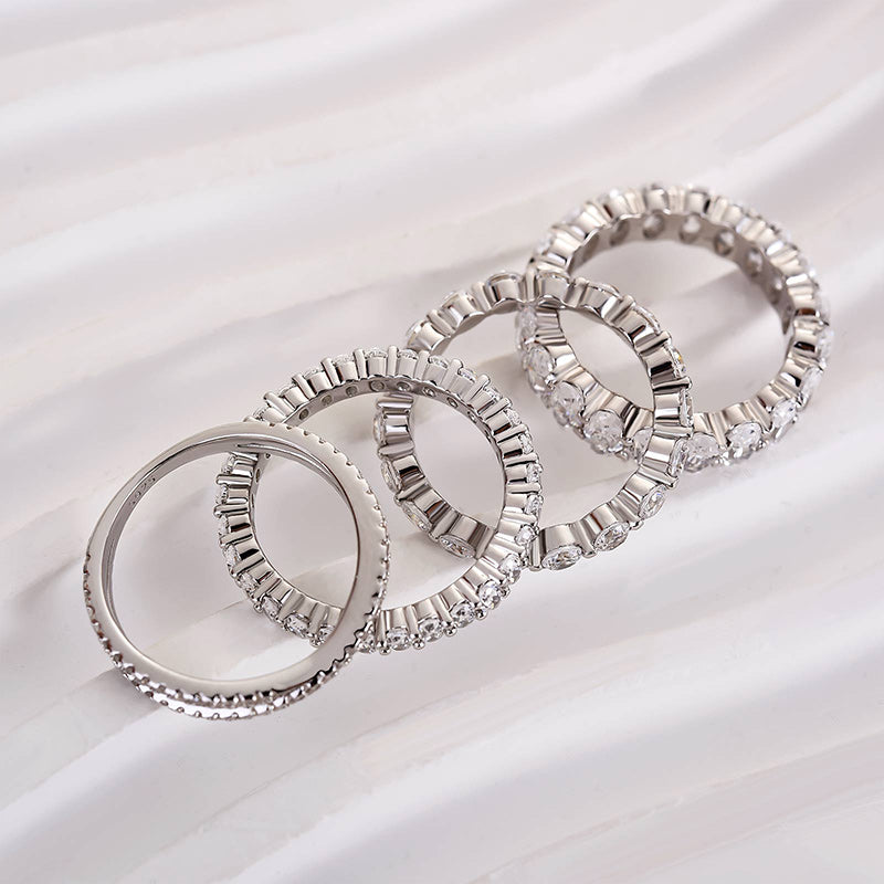 10.0 Carat Oval & Round Cut Diamond Wedding Band - Sterling Silver