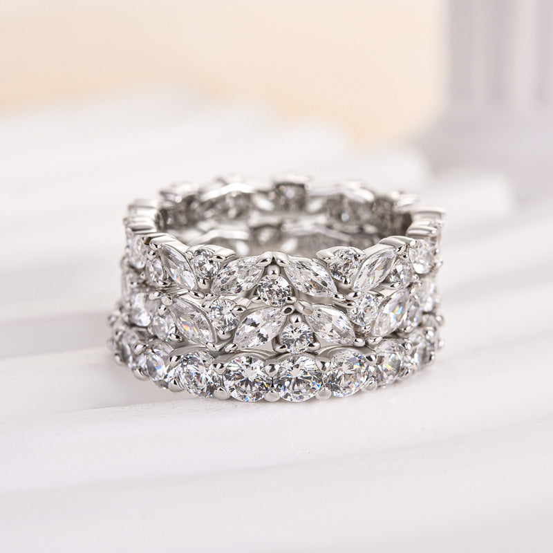 Eternal Love Wedding Band - 925 Silver, Gold Plated, Simulated Diamonds