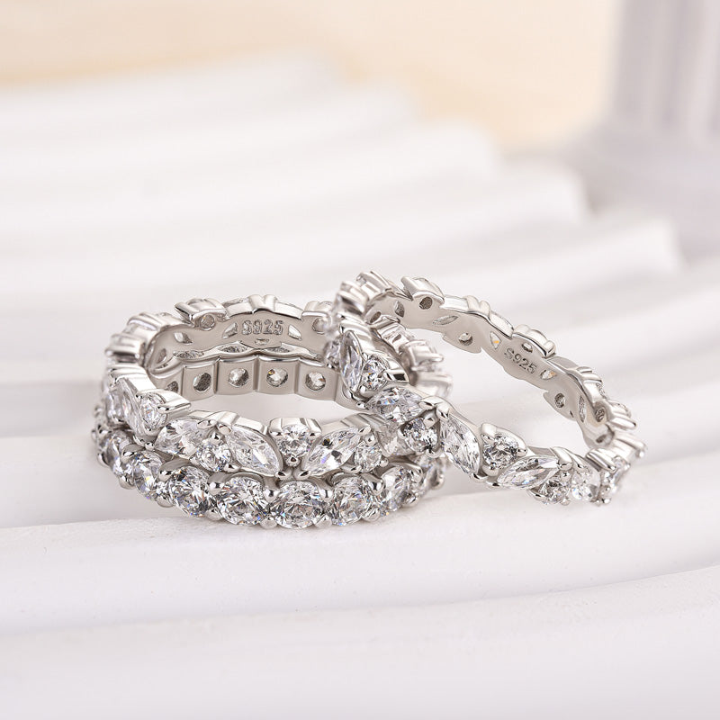 Eternal Love Wedding Band - 925 Silver, Gold Plated, Simulated Diamonds