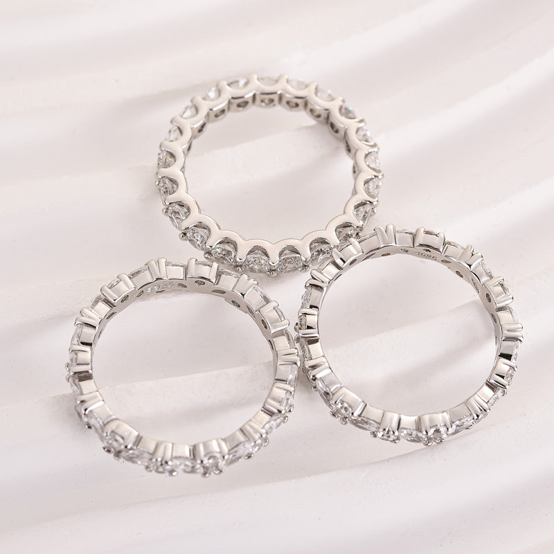 Eternal Love Wedding Band - 925 Silver, Gold Plated, Simulated Diamonds