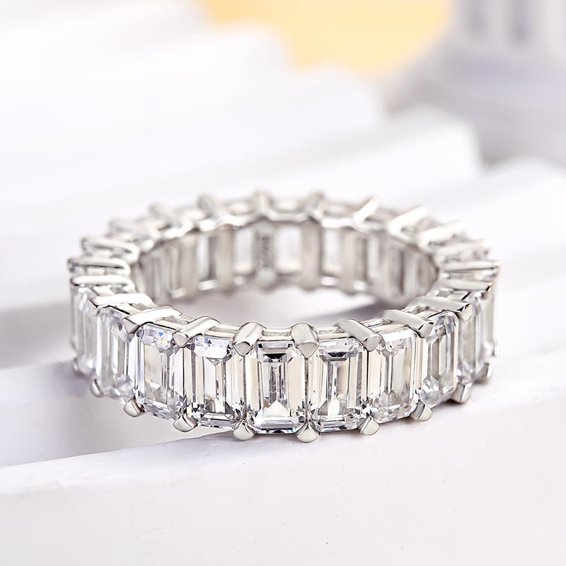 925 Silver Two-Tone 5ct Emerald Cut Anniversary Band