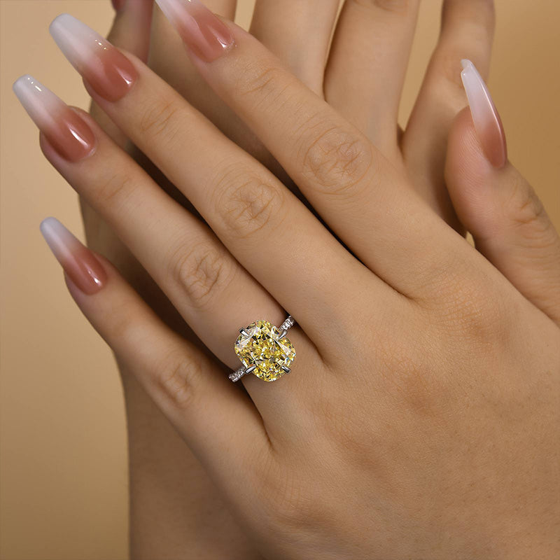 6ct Yellow Sapphire Cushion Cut Statement Ring