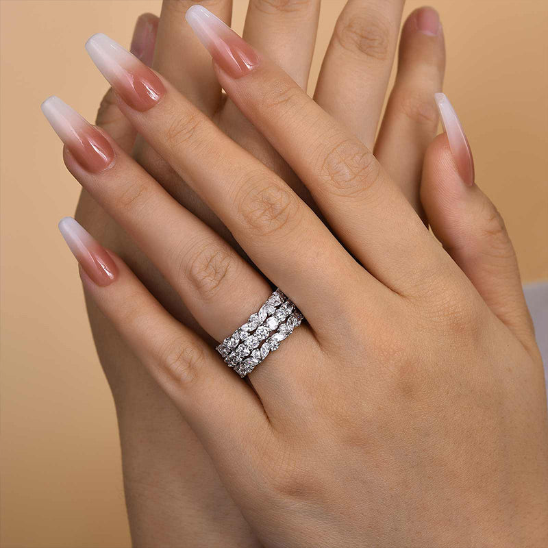 Eternal Love Wedding Band - 925 Silver, Gold Plated, Simulated Diamonds