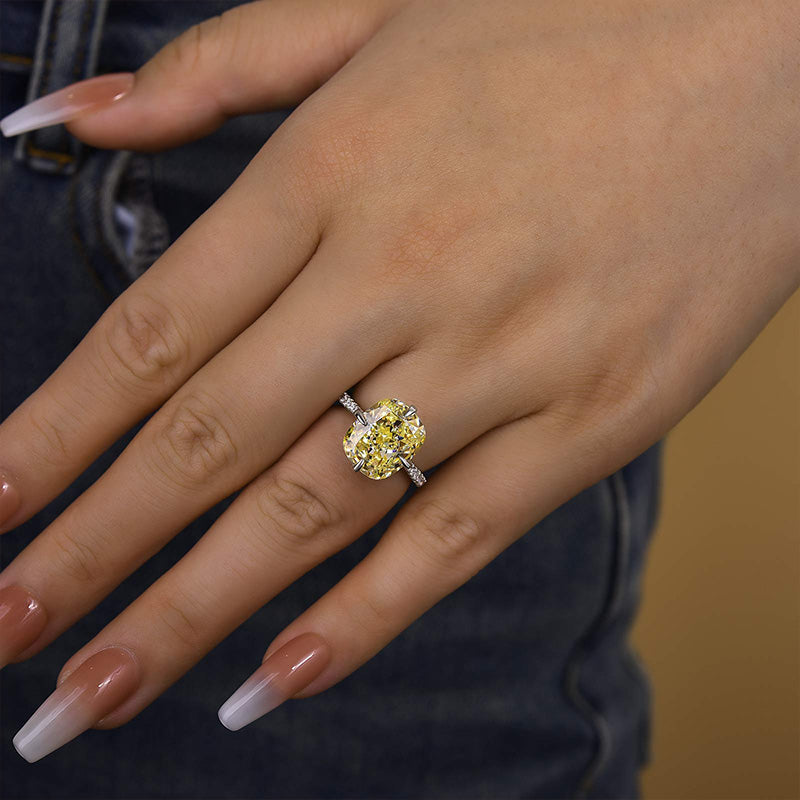 6ct Yellow Sapphire Cushion Cut Statement Ring