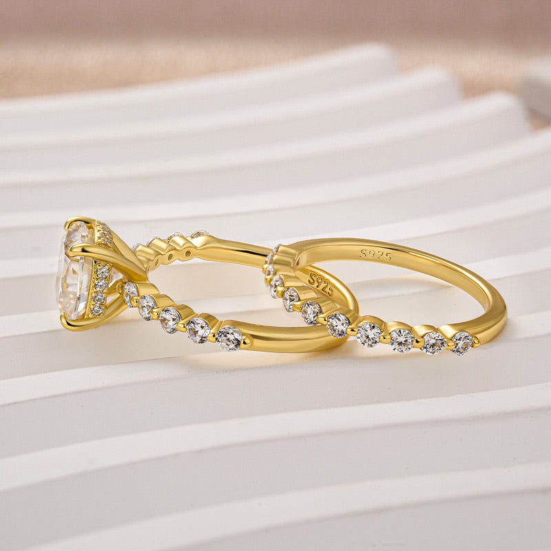 2.25Ct Cushion White Sapphire Ring - 4 Prong Two-Tone