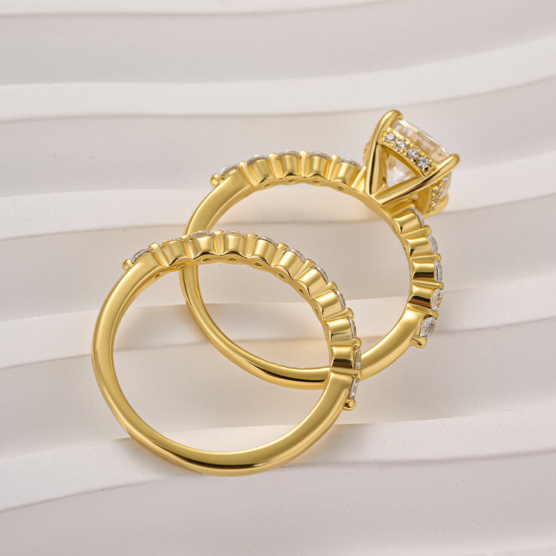 2.25Ct Cushion White Sapphire Ring - 4 Prong Two-Tone