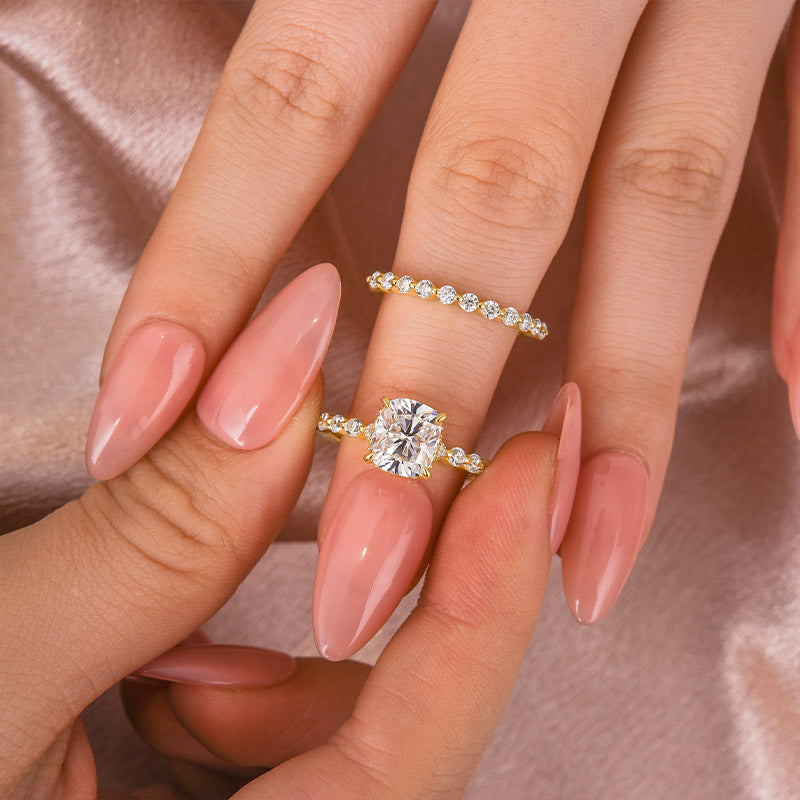 2.25Ct Cushion White Sapphire Ring - 4 Prong Two-Tone