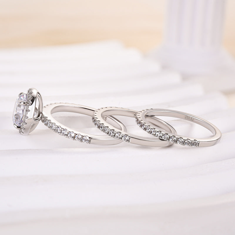 2Ct Round Sona Diamond Halo Ring 18K White Gold
