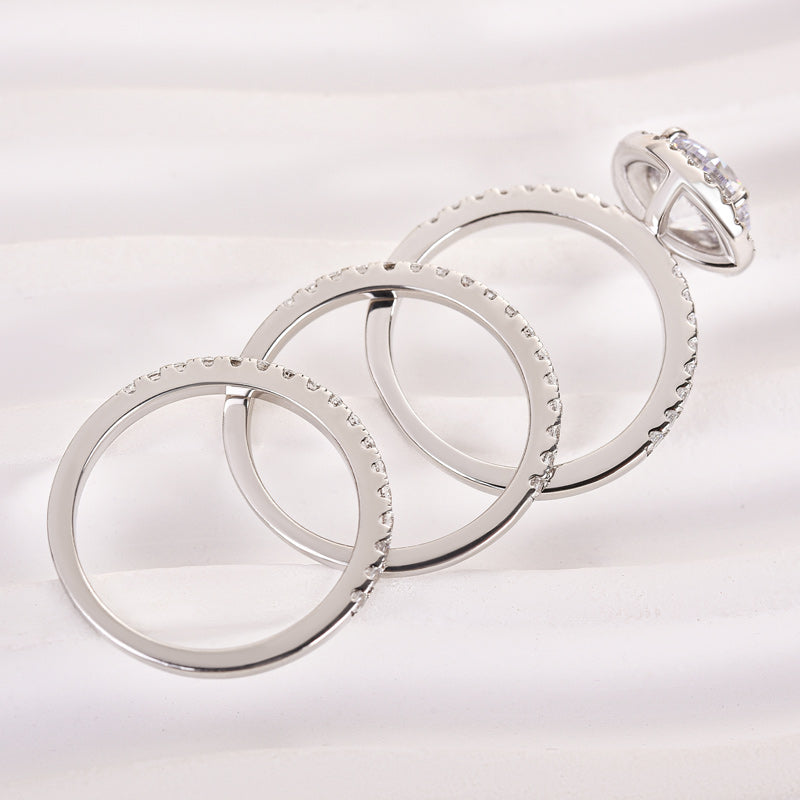 2Ct Round Sona Diamond Halo Ring 18K White Gold