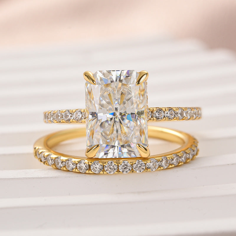 3.5Ct Radiant Cut Moissanite Ring - White/Yellow/Rose Gold Plated