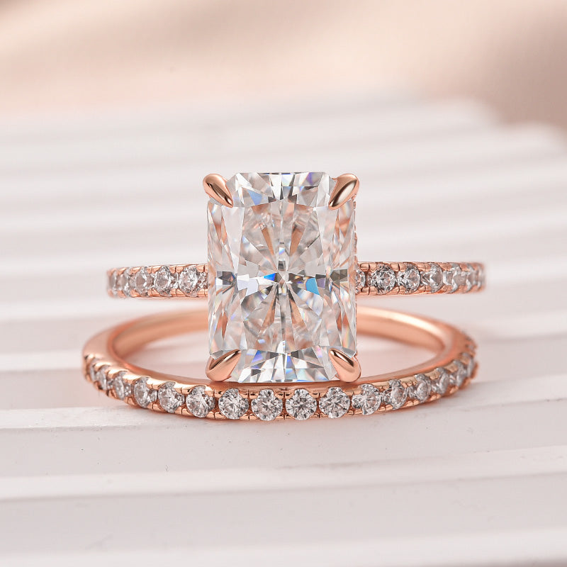 3.5Ct Radiant Cut Moissanite Ring - White/Yellow/Rose Gold Plated