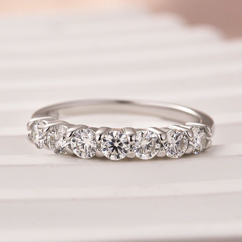 0.7Ct Round Cut Moissanite Ring - White Gold Plated