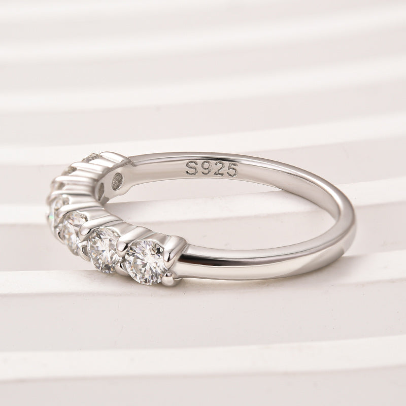0.7Ct Round Cut Moissanite Ring - White Gold Plated