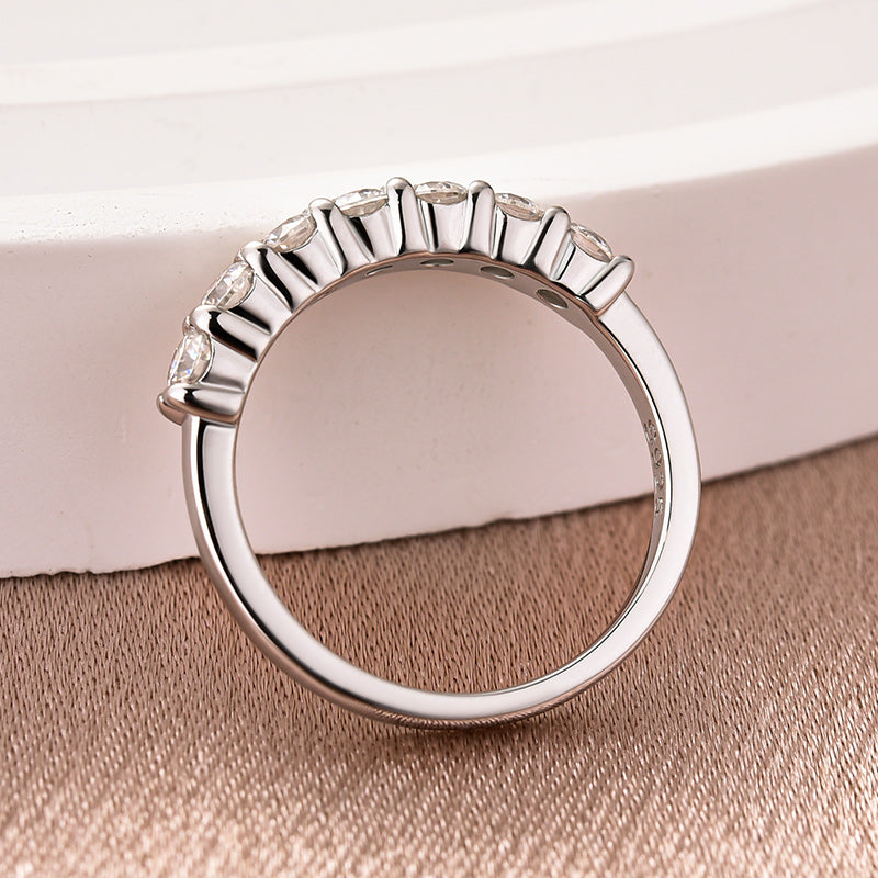 0.7Ct Round Cut Moissanite Ring - White Gold Plated