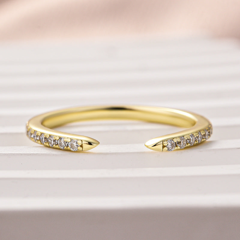 0.40CT Moissanite Pavé Spacer Ring – Platinum Plated Silver