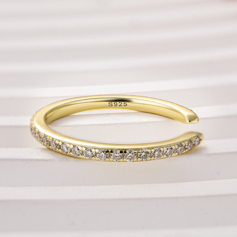 0.40CT Moissanite Pavé Spacer Ring – Platinum Plated Silver