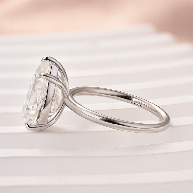 4.0CT Pear Moissanite Ring – 925 Silver 18K Gold Plated