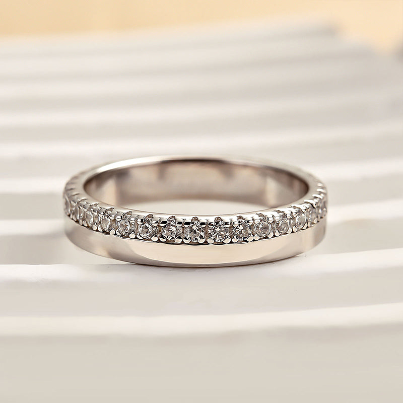 0.5Ct Round Cut Wedding Band - 925 Silver Yellow/White Gold