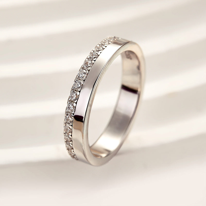 0.5Ct Round Cut Wedding Band - 925 Silver Yellow/White Gold