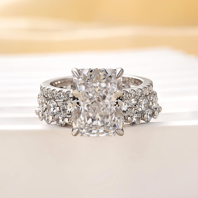 Bague de mariage en argent sterling avec diamant synthétique taille radiant de 4,5 ct
