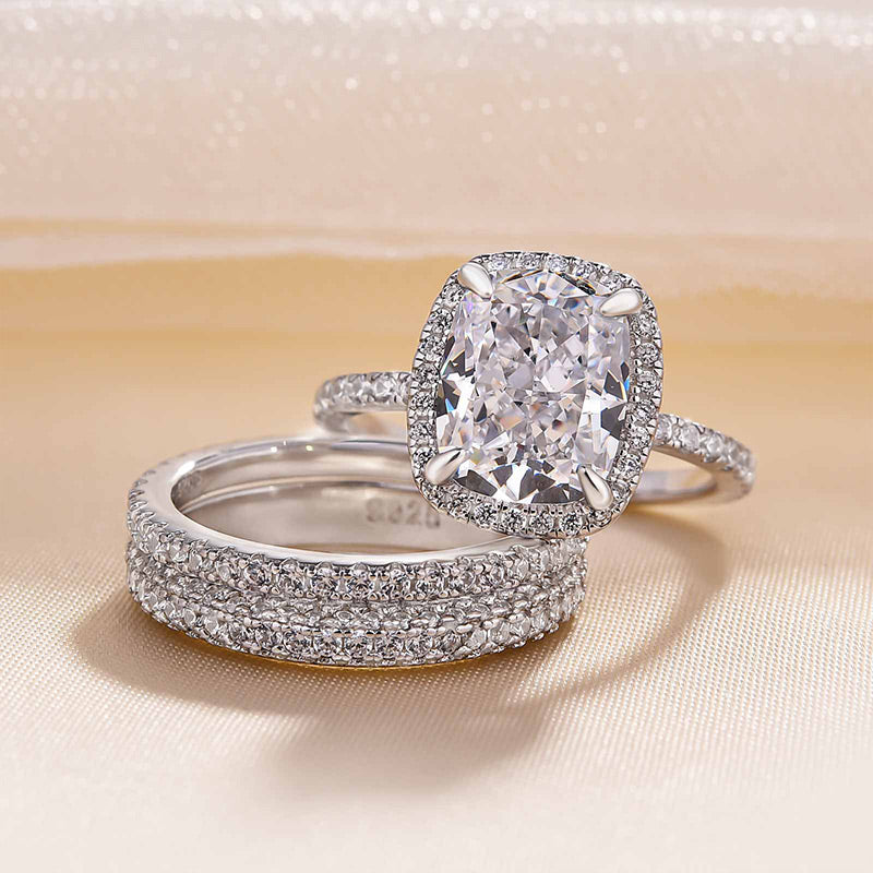3.0ct Pear Cut 3PC Bridal Set - Dual Halo