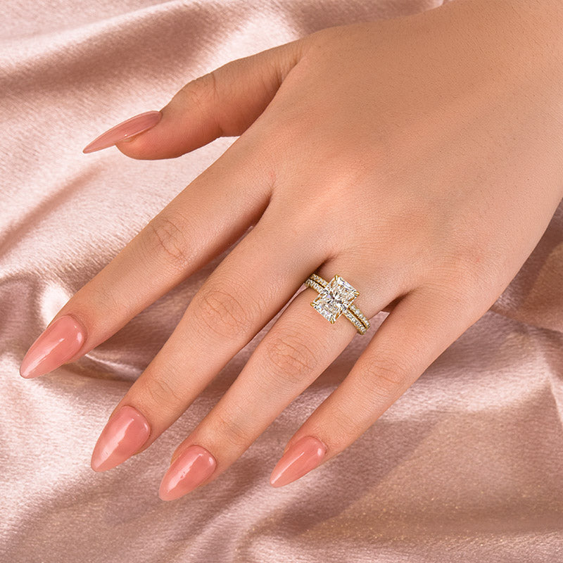 3.5Ct Radiant Cut Moissanite Ring - White/Yellow/Rose Gold Plated