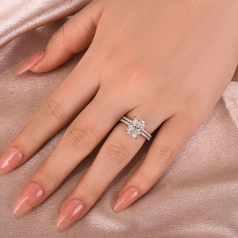 3.5Ct Radiant Cut Moissanite Ring - White/Yellow/Rose Gold Plated