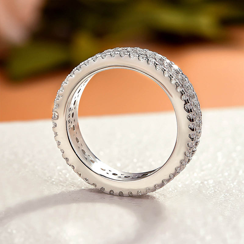 2.0ct Simulated Diamond Wedding Band in Sterling Silver & White Gold