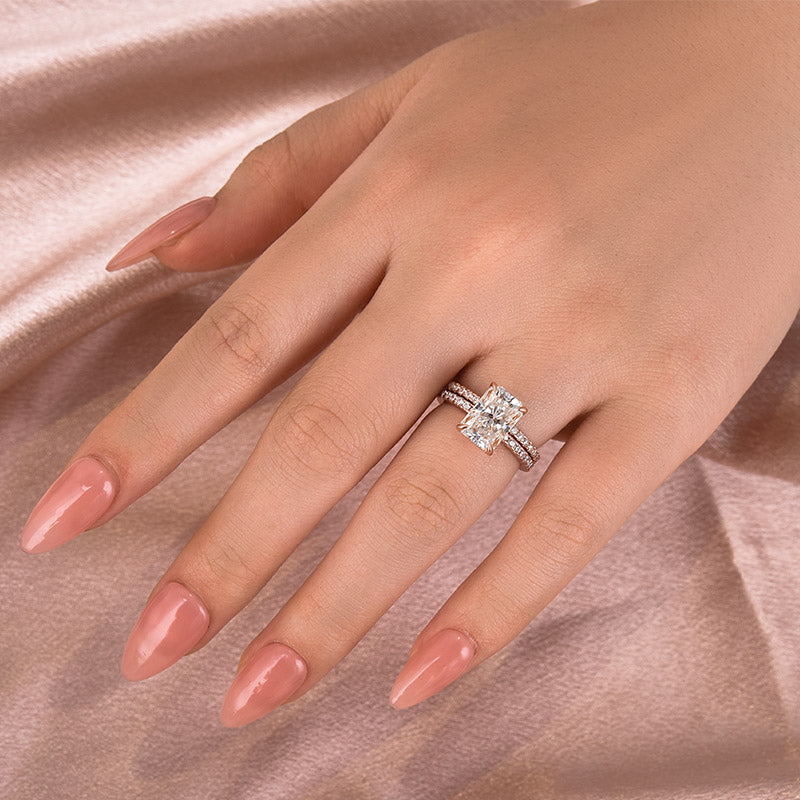 3.5Ct Radiant Cut Moissanite Ring - White/Yellow/Rose Gold Plated