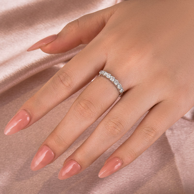 0.7Ct Round Cut Moissanite Ring - White Gold Plated