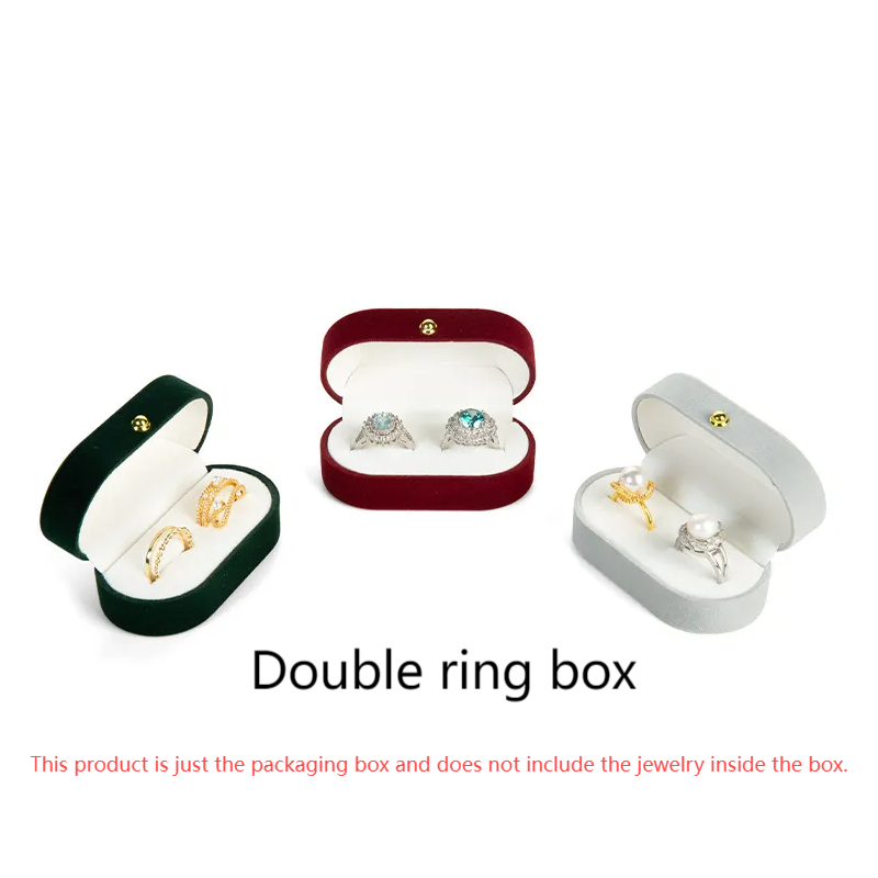 Rounded Gold Buckle Velvet Double Ring Box