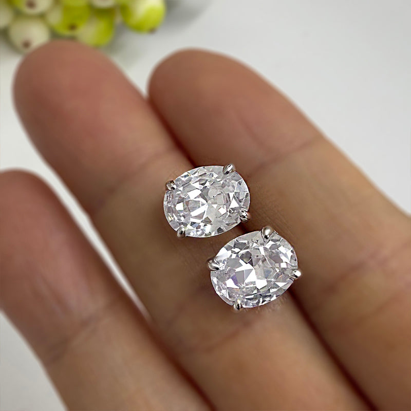 Elegant White Simulated Diamond Earrings in Silver & Gold