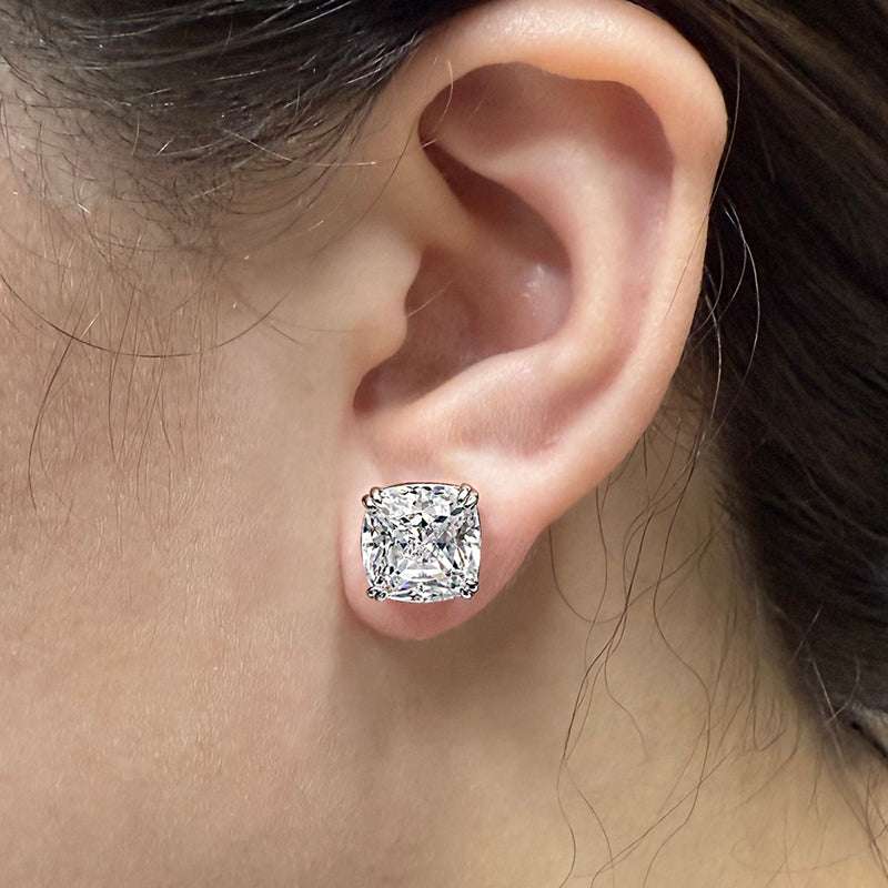9*9 mm Women's Stud Earrings In Sterling Silver