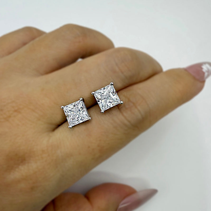 Elegant White Simulated Diamond Earrings in Silver