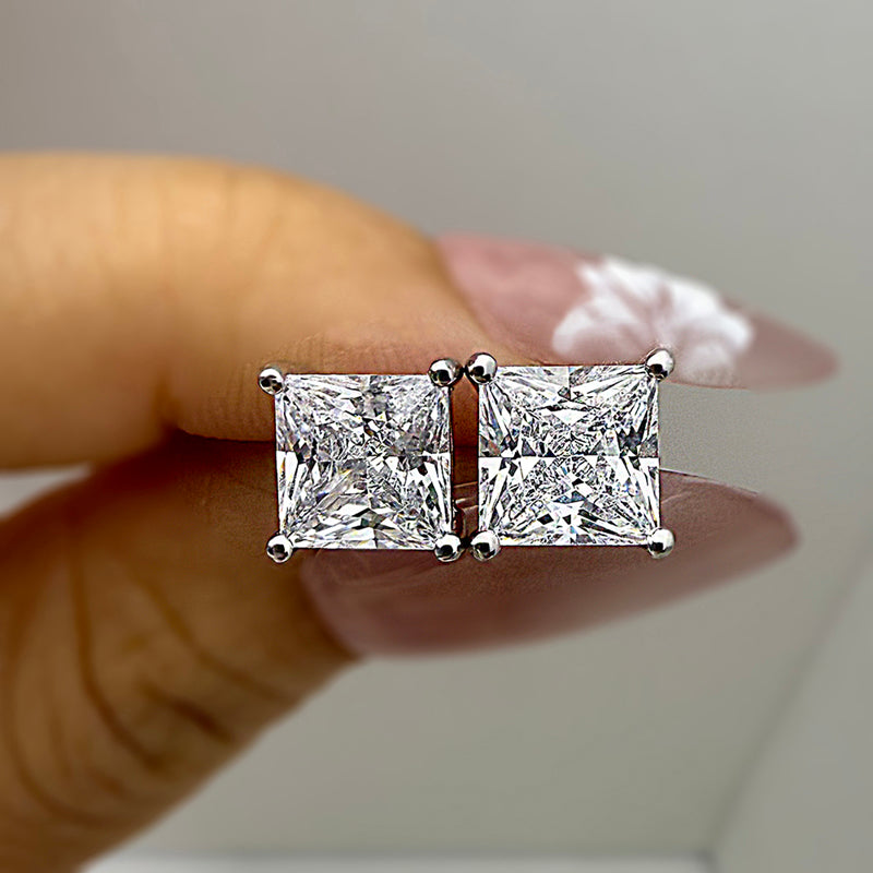 Elegant White Simulated Diamond Earrings in Silver