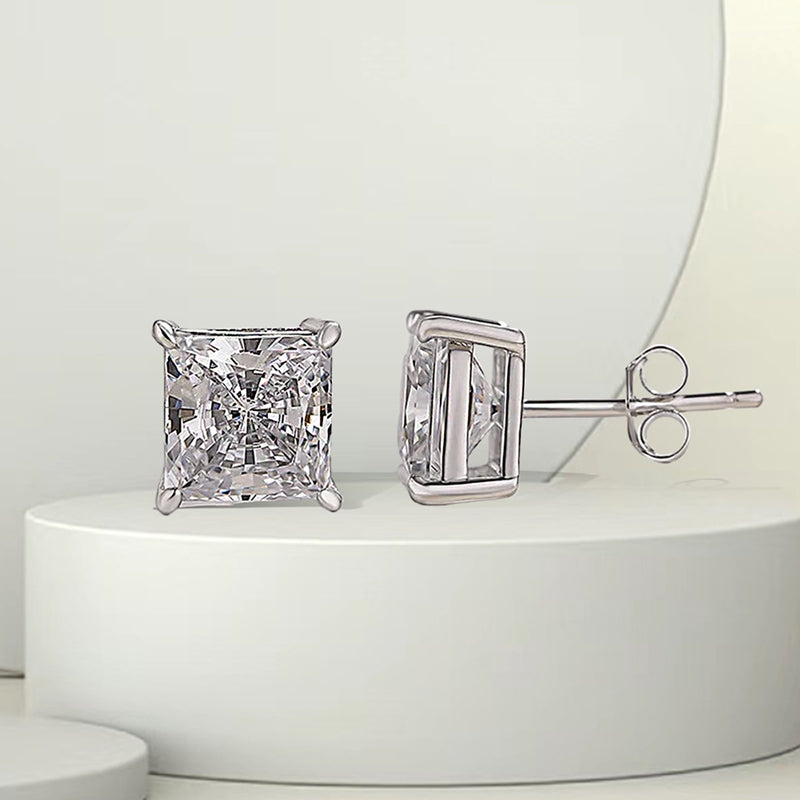 Elegant White Simulated Diamond Earrings in Silver