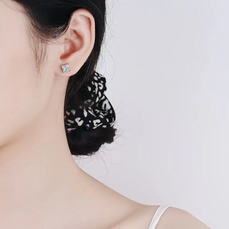 Elegant White Simulated Diamond Earrings in Silver