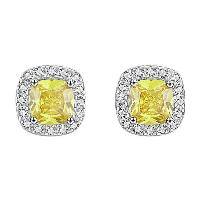 Yellow Sona Diamond Earrings in Sterling Silver