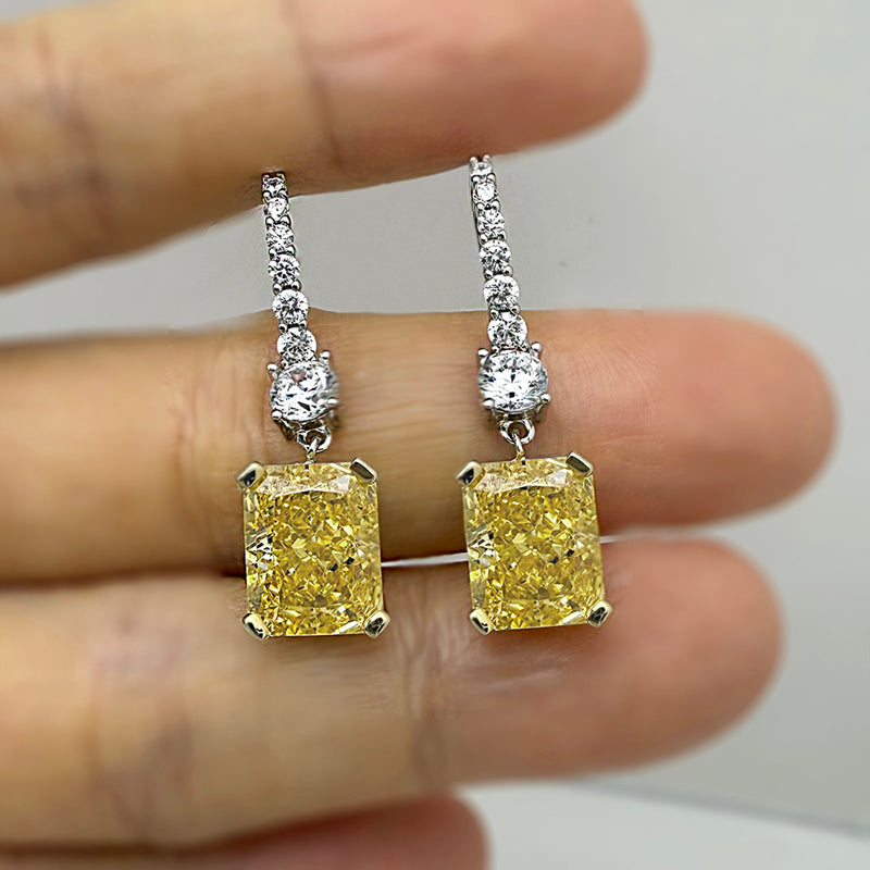 Yellow Diamond Earrings in Silver