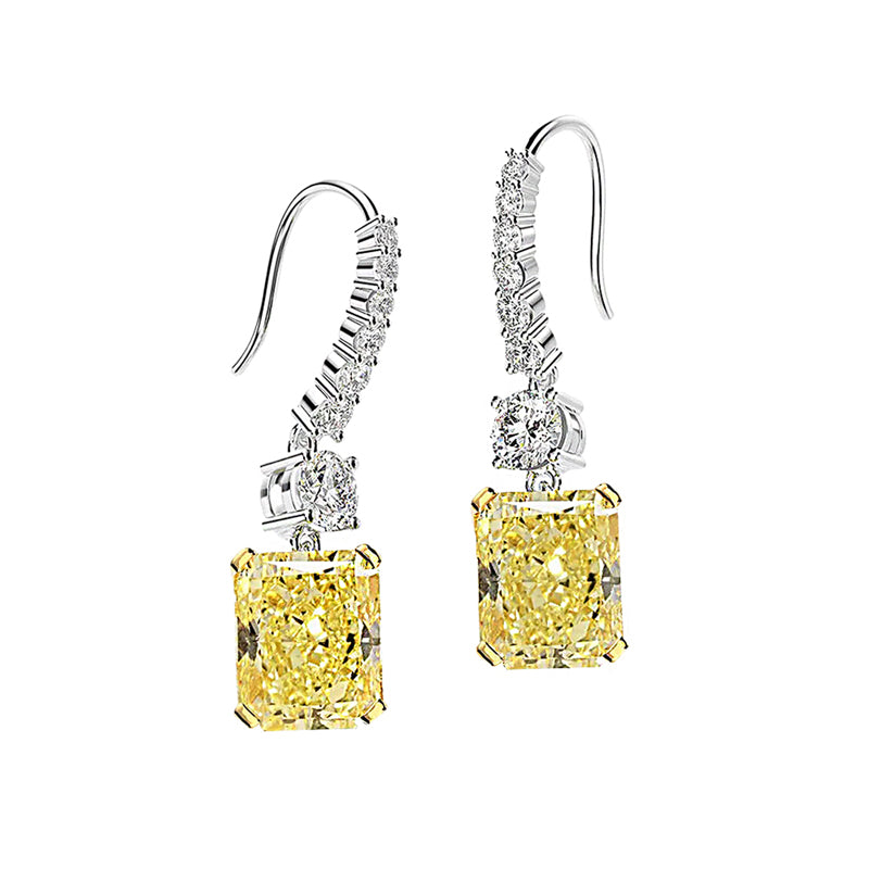 Yellow Diamond Earrings in Silver