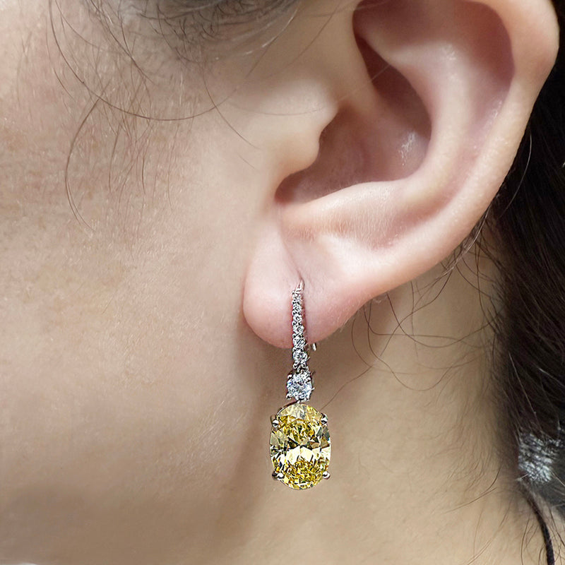 Elegant Yellow Sona Diamond Earrings in 925 Silver