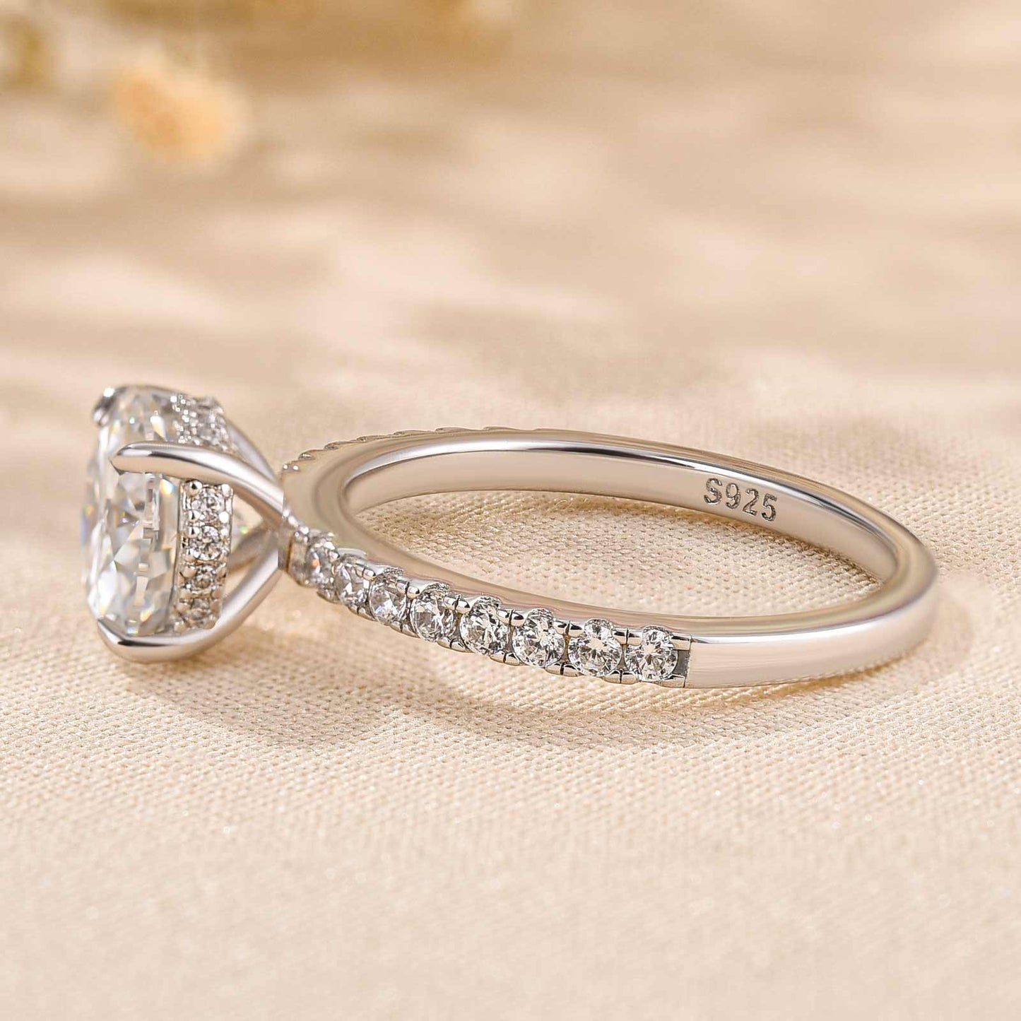 Classic Round Cut Solitaire Engagement Ring Sterling Silver