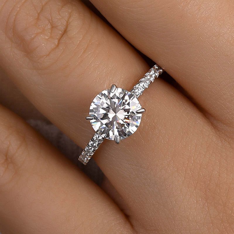 2.0Ct Moissanite Engagement Ring - 925 Silver White Gold