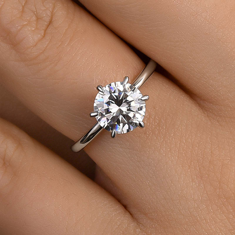 2.0Ct Moissanite Round Cut Ring | 925 Sterling Silver Plated White/Yellow Gold