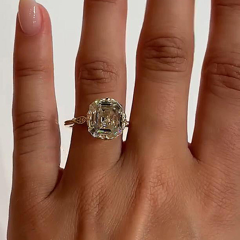 4.5 Carat Asscher-Cut Simulated Diamond Vintage Engagement Ring