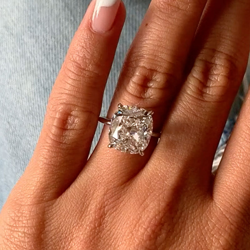 6.0ct Cushion Cut Simulated Diamond Ring - 925 Silver