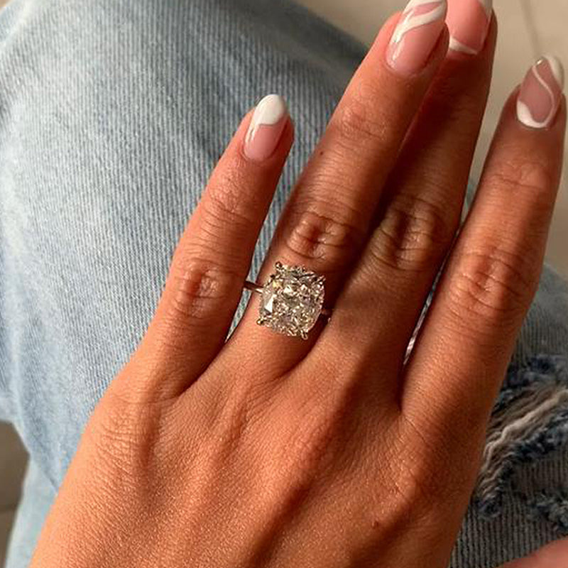 6.0ct Cushion Cut Simulated Diamond Ring - 925 Silver