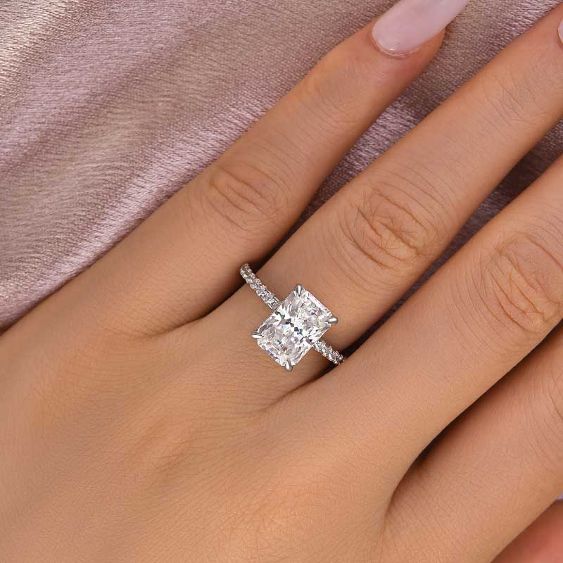 3.5ct Radiant Moissanite Ring – 925 Silver White/Yellow/Rose Gold