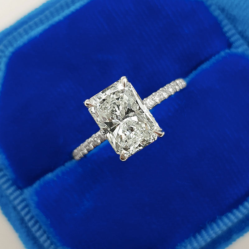 3.5ct Radiant Moissanite Ring – 925 Silver White/Yellow/Rose Gold